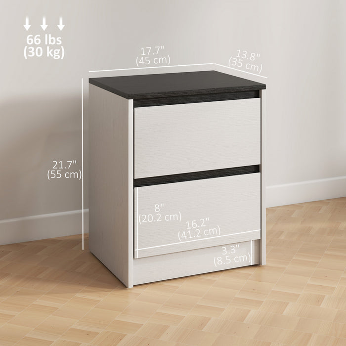 HOMCOM Ensemble de 2 Tables de Nuit, Tables de chevet avec 2 Tiroirs, Blanc