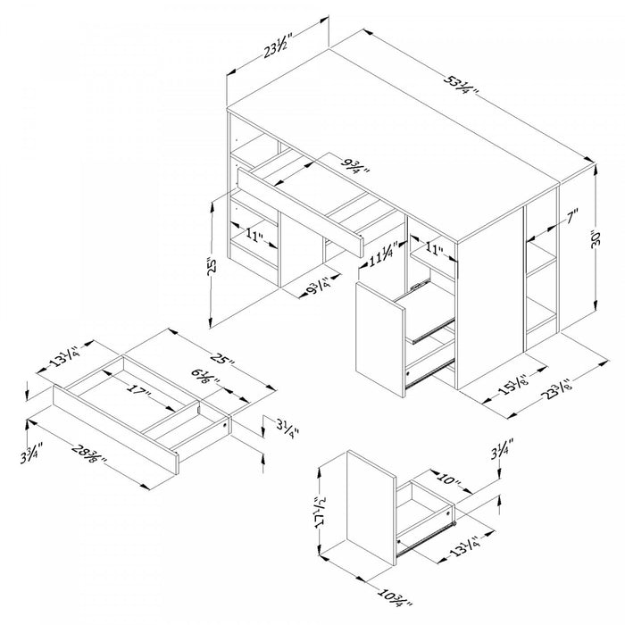 Crea Table De Travail - Blanc Solide