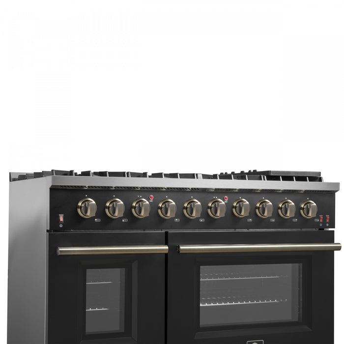 Cuisiniere a gaz Galiano de 48 po en noir, 6,58 pi³, doubles fours - FFSGS6244-48BLK