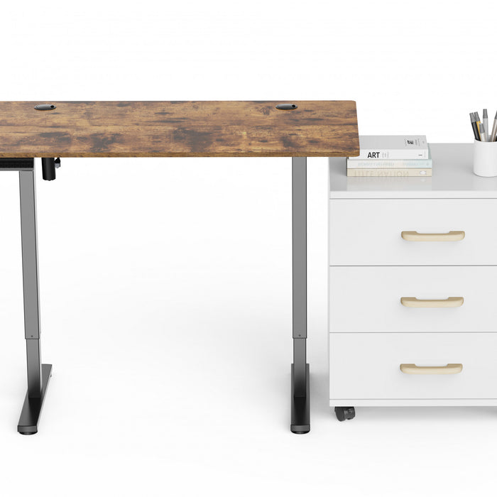 TygerClaw Bureau Assis-Debout avec Ports USB et Rangement (Marron)
