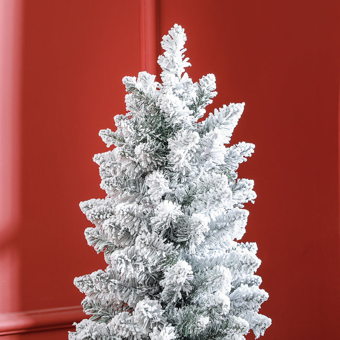 Homcom Arbre De Noel Artificiel Floque Enneige De 5 Pieds Avec Lumieres