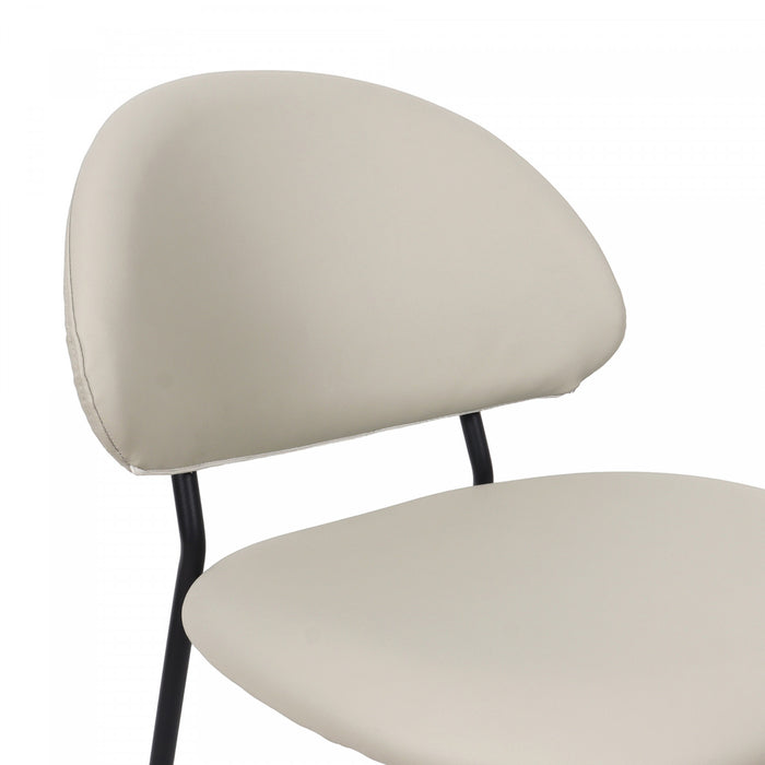 Chaise laterale contemporaine moderne en cuir vegetalien et metal Haven, gris pierre - Lot de 4