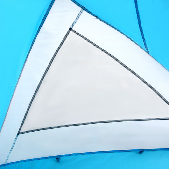Outsunny Tente De Camping 4 Personnes Avec Portes Fenetres Tente De Randonnee Pour Famille Randonnee Voyage Chasse Pique-nique Bleu Et Gris