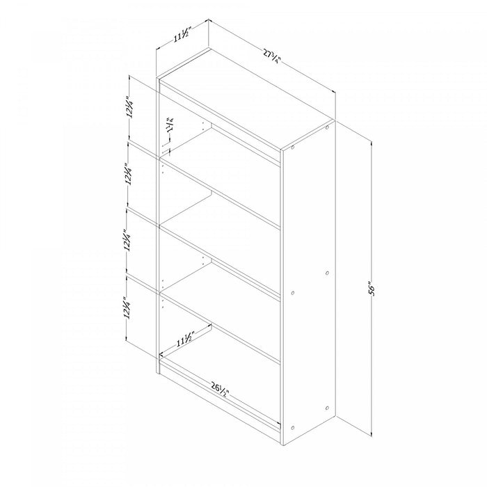 Bibliothèque Axess à 4 tablettes - blanc solide
