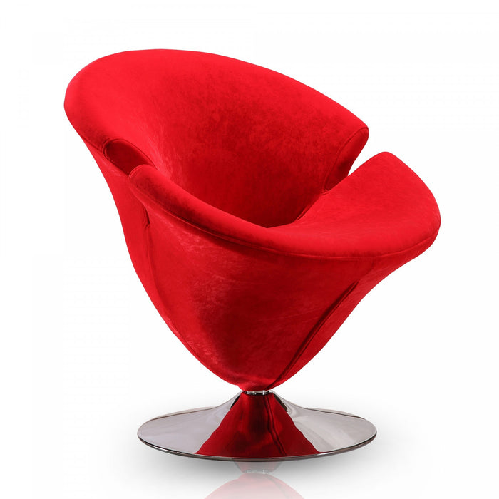 Fauteuil lounge pivotant moderne en velours Tulip rouge - Lot de 2