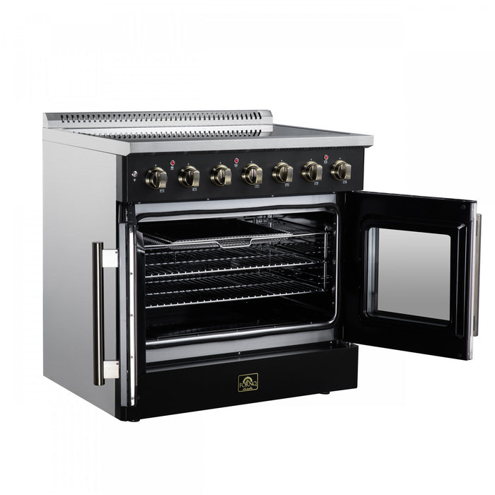 Cuisiniere electrique Galiano de 36 po a portes francaises, 5 foyers, 5,36 pi³, noir – FFSEL6917-36BLK