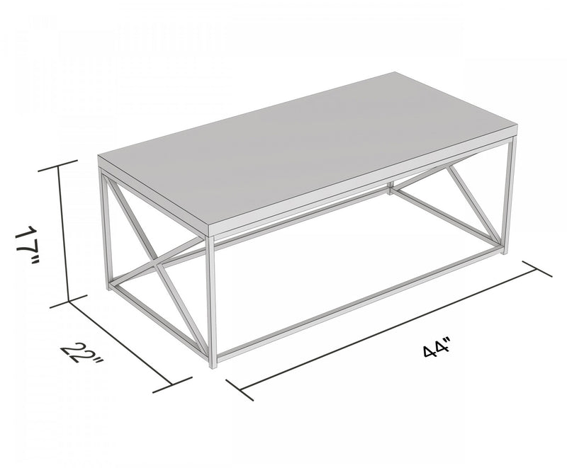 Table à café de 44 po en bois gris foncé avec métal noir