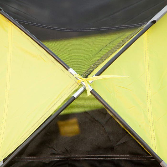 Outsunny Tente De Camping Dome Familiale 6 Personnes Avec Double Couche Amovible Etanche Pour Randonnee En Plein Air Avec Sac De Transport, Jaune Et Gris