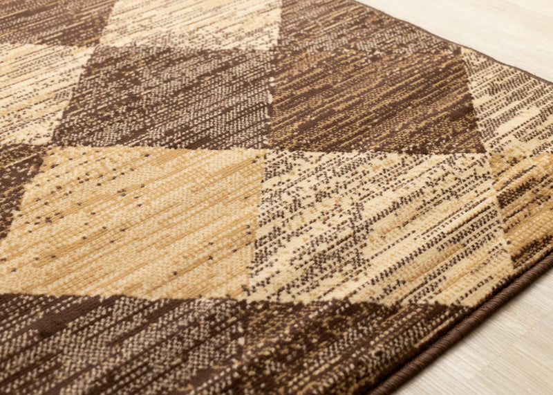 Tapis Florence a motif de losanges vieillis brun beige, 7'9\" x 10'6\"