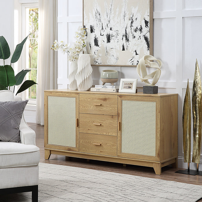 Ensemble de salon Sheridan Mid-Century Modern 4 pieces en bois naturel