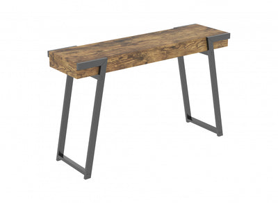 47” Narrow Console Table With Storage Shelf - Brown Reclaimed Wood With Black Metal | Console étroite de 47 po avec tablette de rangement - bois recyclé brun avec métal noir