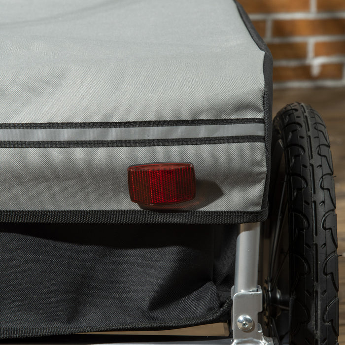Aosom Remorque De Velo Pliable Avec Triple Securite, Noire Et Grise