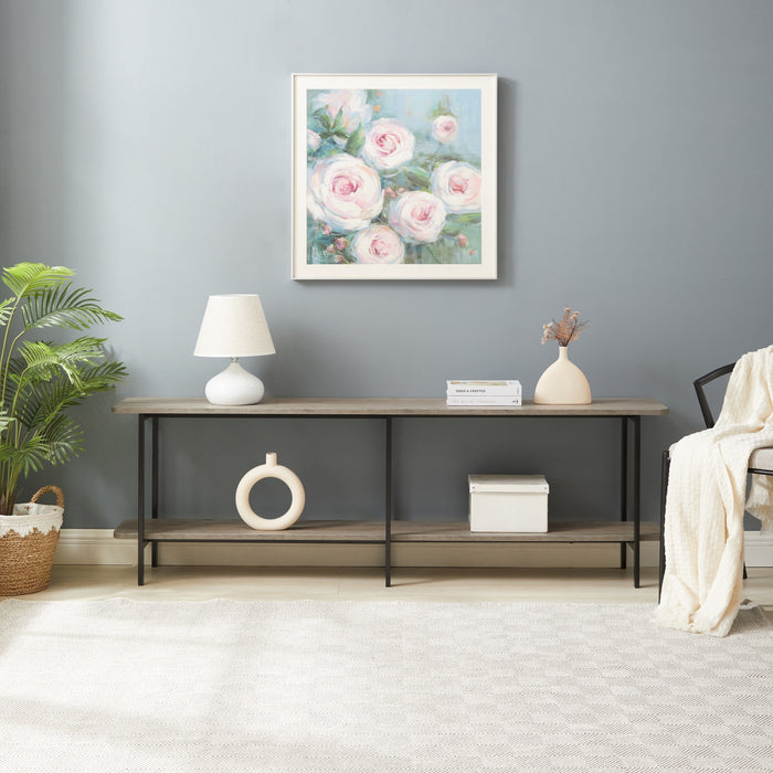 Console contemporaine moderne Celine 180 cm en gris rustique (2 etageres)