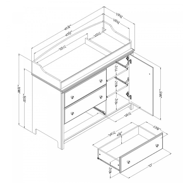 Cotton Candy Table A Langer Avec Pourtour Amovible - Blanc Solide