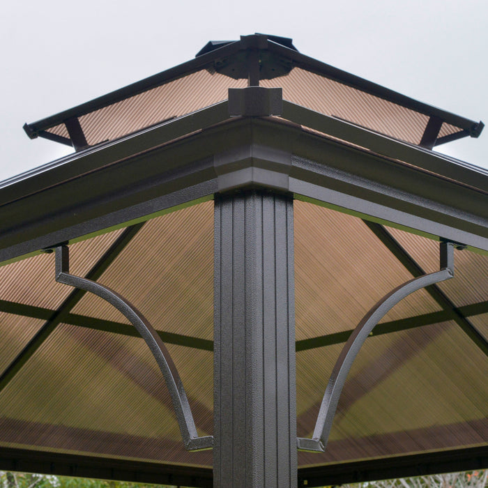 Outsunny Gazebo Exterieur A 2 Niveaux De 10' X 10' En Polycarbonate, Beige
