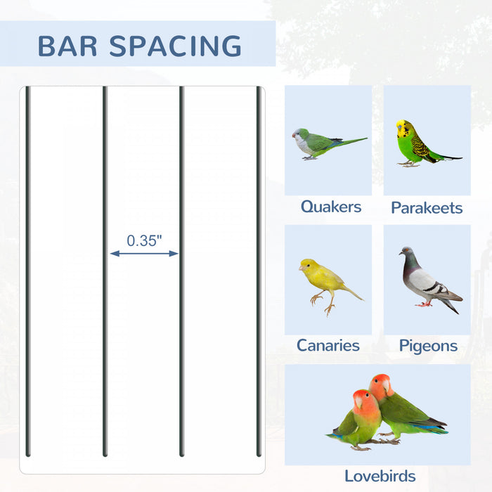 Pawhut 44,5\"h Support De Spot De Jeu Pour Perroquet En Metal Avec Cage A Oiseaux Avec Etagere De Rangement Pour Roues Multi-portes Noir