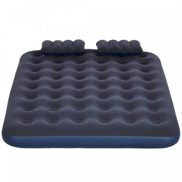 Outsunny Matelas Gonflable Double Avec 2 Oreillers, Lit Gonflable, Bleu