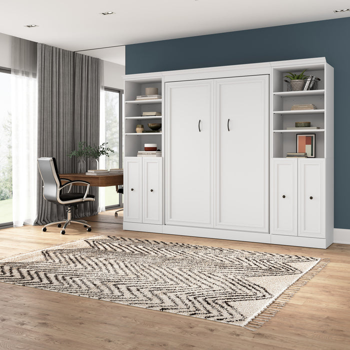 Lit double escamotable Versatile de Bestar de 109 po (L) avec 2 organisateurs de garde-robe et portes - blanc