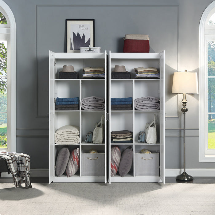 Armoire de rangement moderne Hopkins 30\" en blanc (7 etageres) - Lot de 2