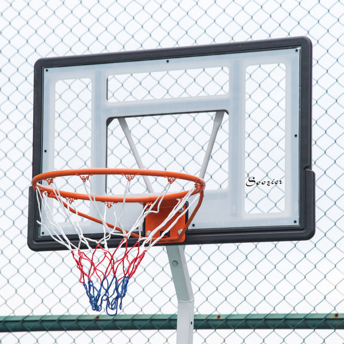 Soozier Panier De Basket Portable Reglable De 8 A 12 Pieds Avec Roues