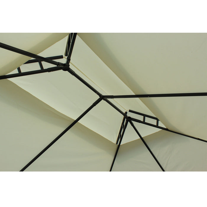 Outsunny 13'l X 10'w Gazebo Canopy Party Tent Abri De Jardin Exterieur A 2 Niveaux Avec Rideaux, Blanc Creme