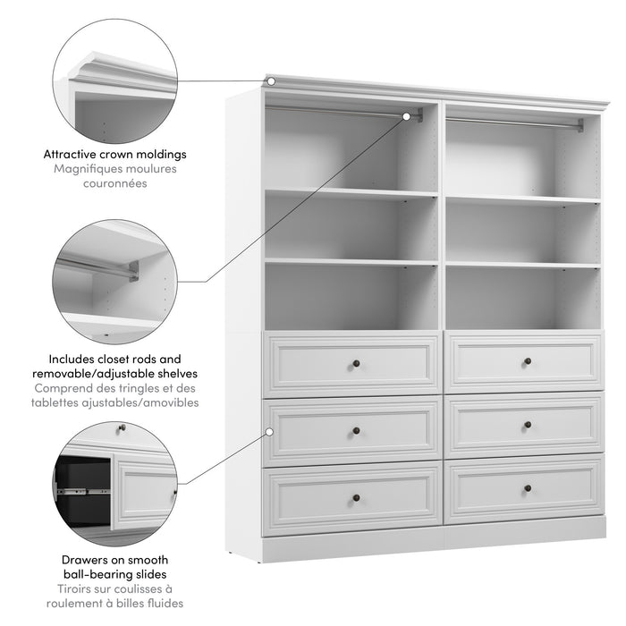 Organisateur de garde-robe Versatile de Bestar de 72 po (L) avec tiroirs - blanc