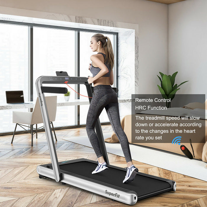Tapis De Course Pliant 2 En 1 16km/h Superfit – Avec Bluetooth Et Controle Via App