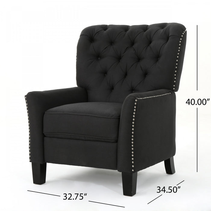 Lily Fauteuil Relax Inclinable A Dossier Inclinable En Tissu Aspect Lin Avec Clous Decoratifs, Gris Fonce Antique
