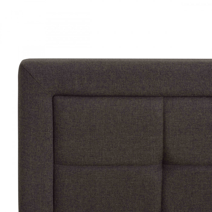 Lit plateforme Linden rembourre avec tete de lit capitonnee - Tres grand