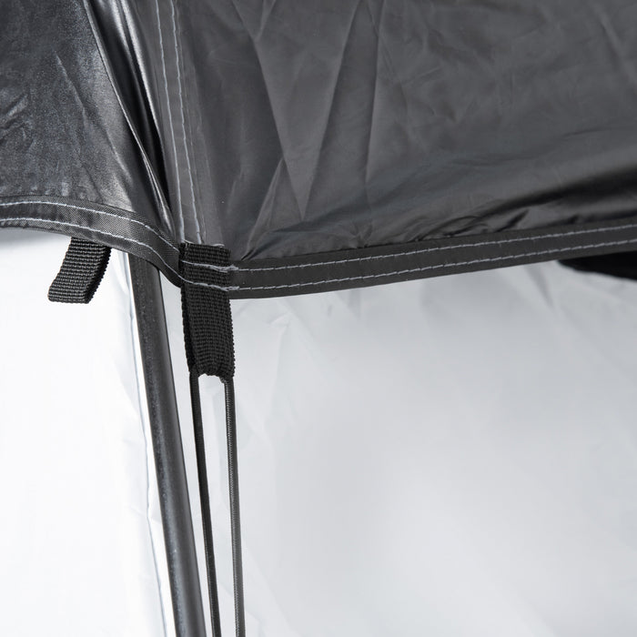 Outsunny Tente De Douche De Camping Pop Up Pliable Abri D'intimite Portable Pour 2 Personnes, Vestiaire Avec 2 Fenetres, 3 Portes, Sac De Transport, Gris Et Noir