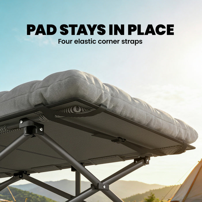 Lit de camping Outsunny avec matelas, 80 cm extra-large, gris