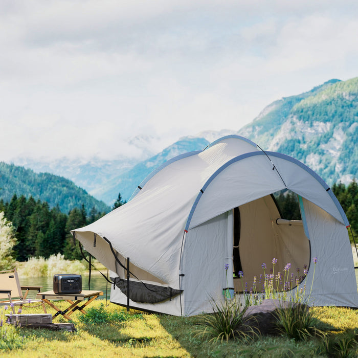 Outsunny Tente de camping pour voiture avec 3 portes, gris et bleu
