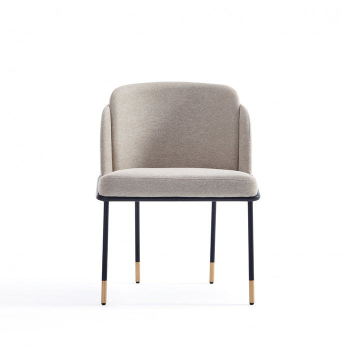 Chaise de salle a manger Flor en metal moderne a tissage serge, couleur ble - Lot de 2