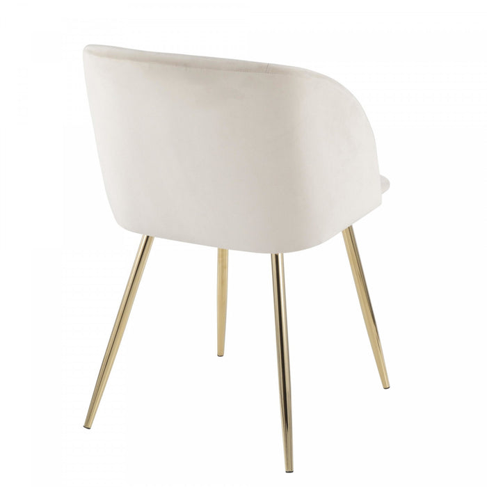 Chaise de salle à manger contemporaine Fran en velours crème - ensemble de 2
