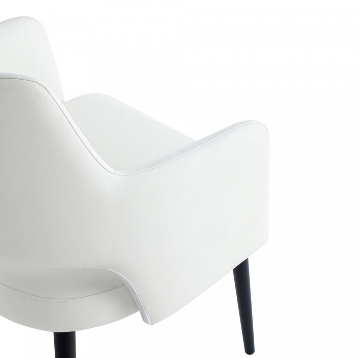 Fauteuil moderne Tremont en metal et cuir vegetalien blanc