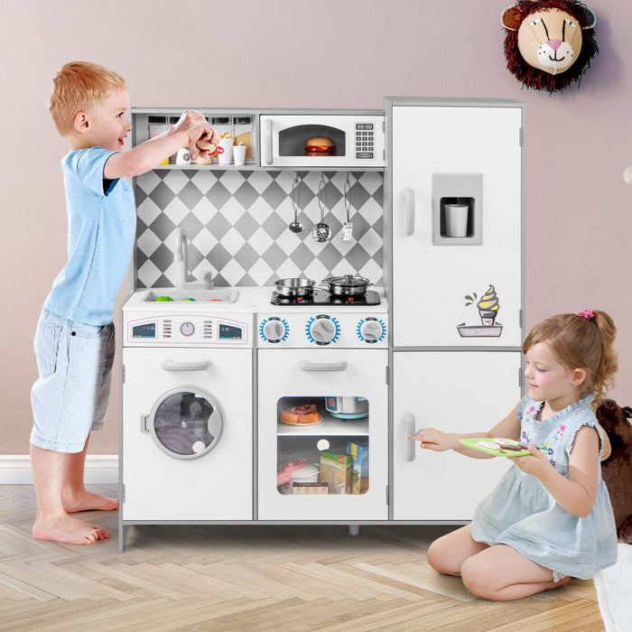 Costway Kids Kitchen Playset Avec Des Lumieres Et Des Sons Realistes
