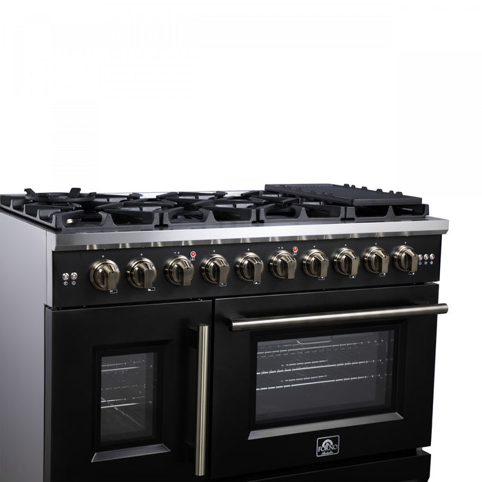 Cuisiniere a gaz noire Capriasca 48 pouces, 6,58 pi³ – FFSGS6460-48BLK
