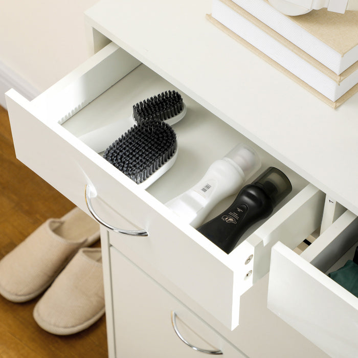 HOMCOM Meuble a chaussures avec tiroirs rabattables, Blanc