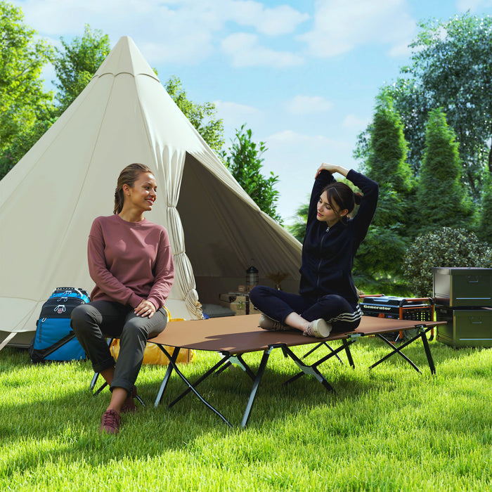 Outsunny Lit De Camp Pliable Pour Deux Personnes Avec Sac De Transport Kaki