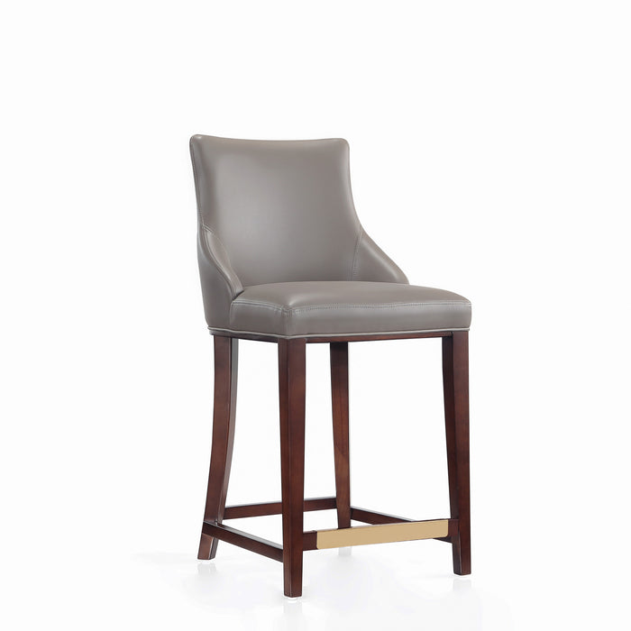 Tabouret de comptoir moderne en bois avec assise rembourree Shubert, taupe fonce – Lot de 2