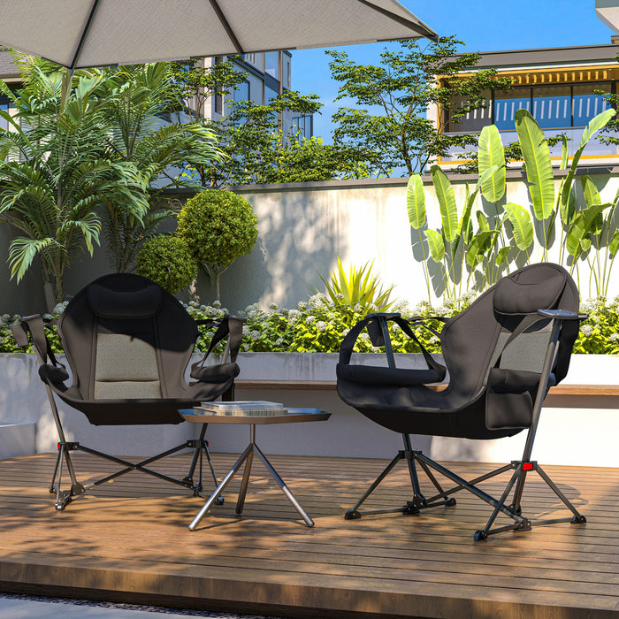 Outsunny Lot De 2 Chaises De Camping Hamac Avec Dossier Reglable