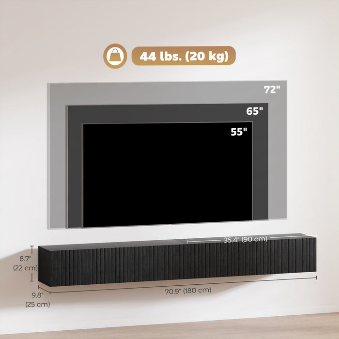 HOMCOM Meuble TV flottant pour televiseurs jusqu'a 72\", noir