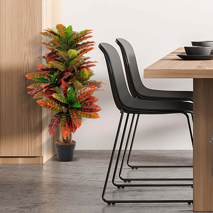 Costway Croton Artificiel Plante 40 \"haut Faux Fiddle Feuille Figuier Faux Croton Palmier