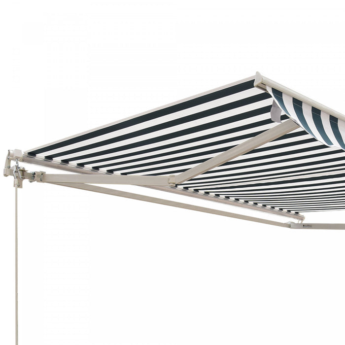 Outsunny 8'x7' Manuel Retractable Resistant A L'eau Pare-soleil Patio Auvent Abri D'auvent De Pont Exterieur (vert, Blanc)