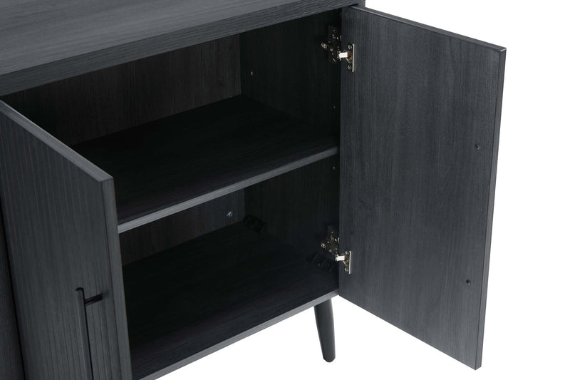 Jodie – Cabinet d’appoint cannele style milieu du siecle de 31\" en gris charbon