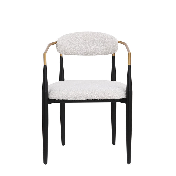 Ensemble De 2 Chaises De Salle A Manger Mila Avec Revêtement En Tissu Et Structure En Metal - Blanc Et Noir