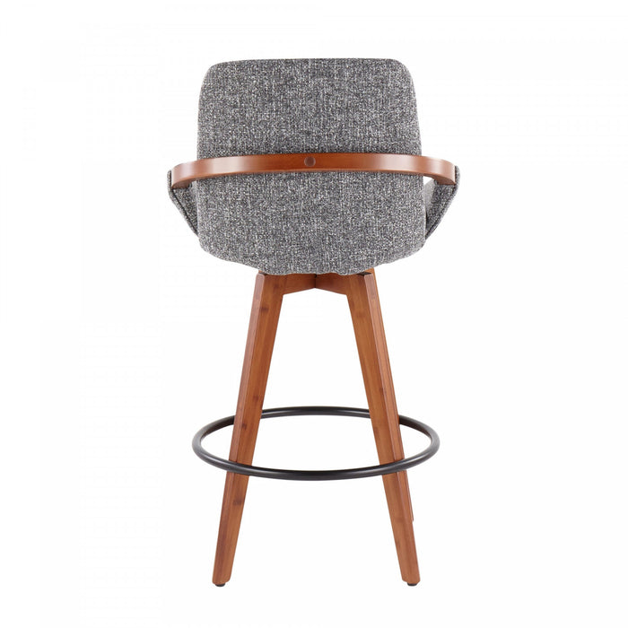 Tabouret de style du milieu du 20e siècle Cosmo de hauteur comptoir en tissu - noyer et gris