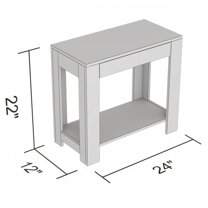 Table d’appoint étroite classique de 24 po avec rangement dissimulé et tablette inférieure - gris foncé 