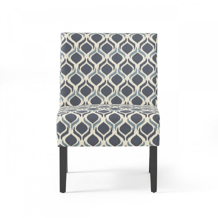 Lot De 2 Fauteuils D’appoint Oliver En Tissu aspect lin Avec Pieds En Bois D’hévéa - Bleu Et Multicolore