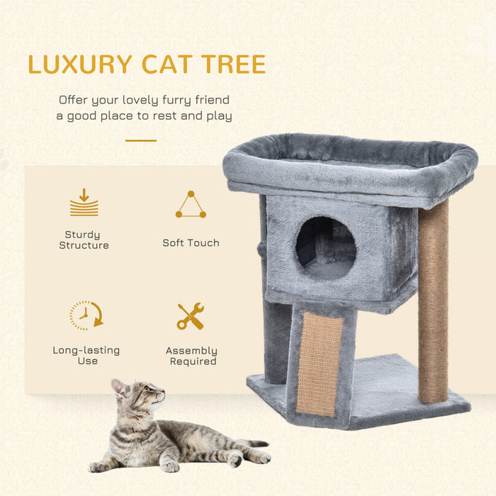 Pawhut Arbre A Chat, Petite Tour Pour Chat Avec Perchoir, Arbre A Chat, Condo Pour Chat, Balle Jouet Pour Chaton, Utilisation En Interieur, Gris